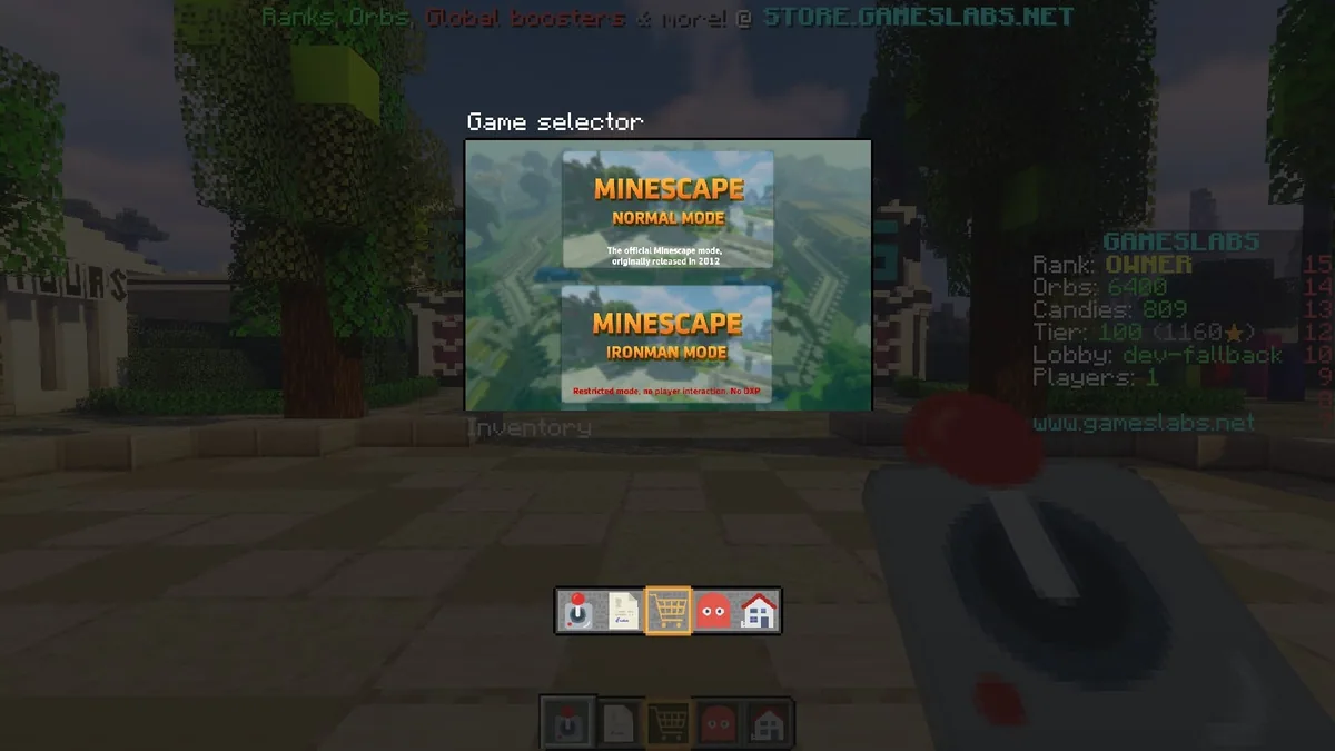 The game selector, where you pick normal or ironman