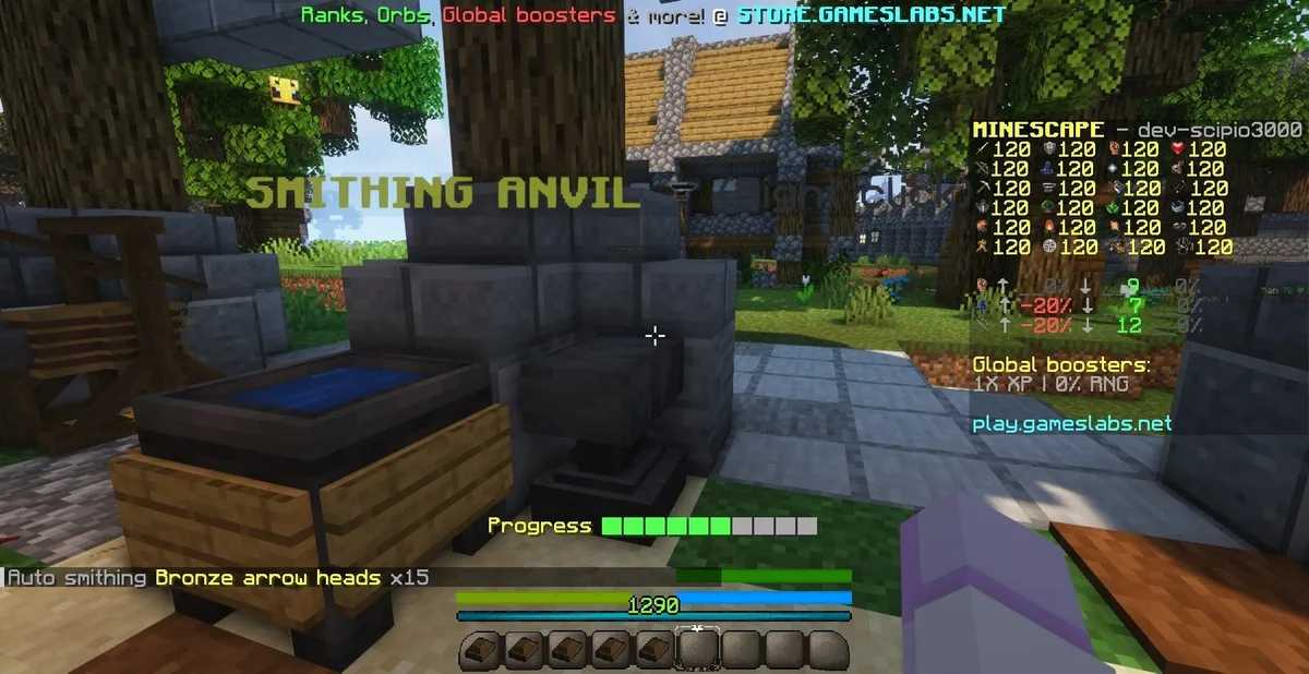 Auto smithing, which works a full inventory of bars